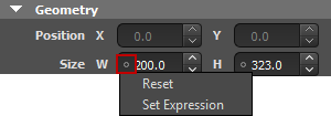 "Element properties context menu"