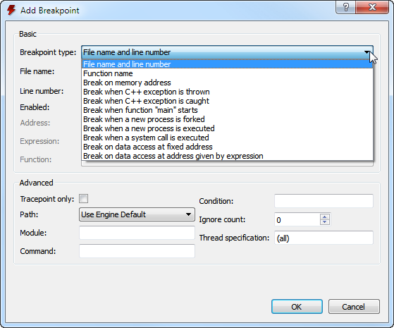 "Add Breakpoints" dialog