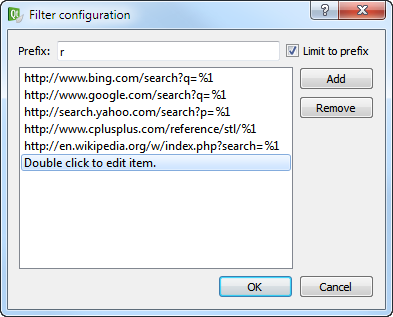 "Filter Configuration dialog"