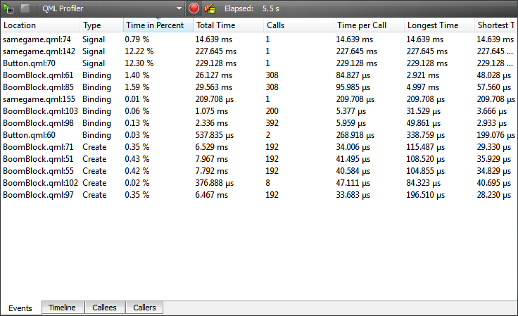 "Events view"