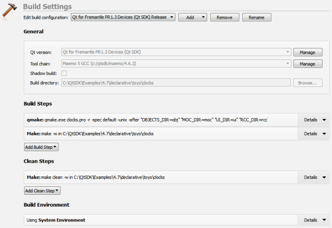 "Maemo build settings"