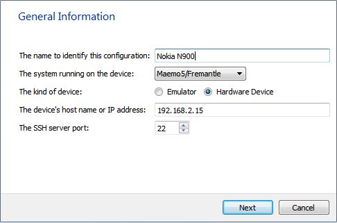 "Maemo device configuration"