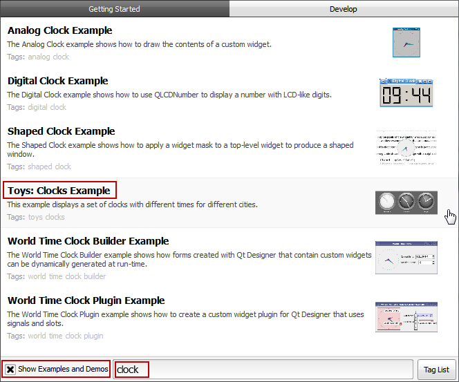 "Selecting an example"