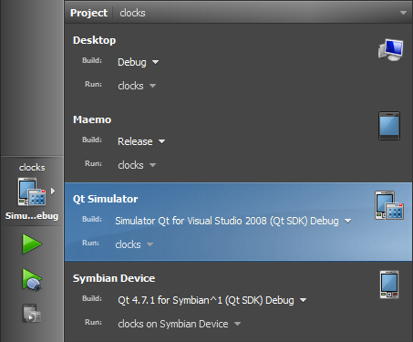 "Selecting Qt Simulator as target"