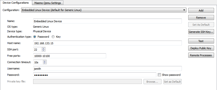 "Device Configurations dialog"