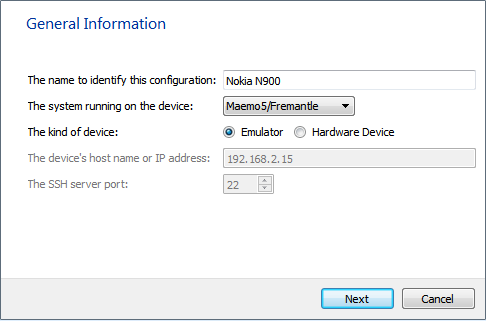 "Maemo emulator configuration"