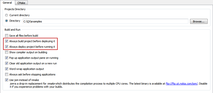 "Project General Options"