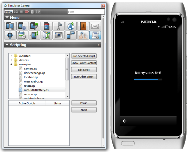 "Mobile example in Qt Simulator"