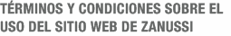 TÉRMINOS Y CONDICIONES SOBRE EL  USO DEL SITIO WEB DE ZANUSSI