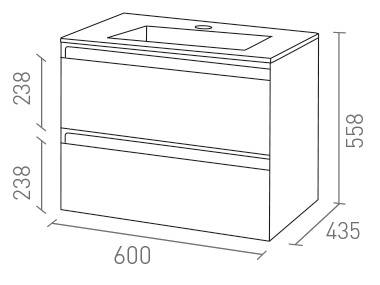 MUEBLE AQUA 60 ANT. 2 CAJONES