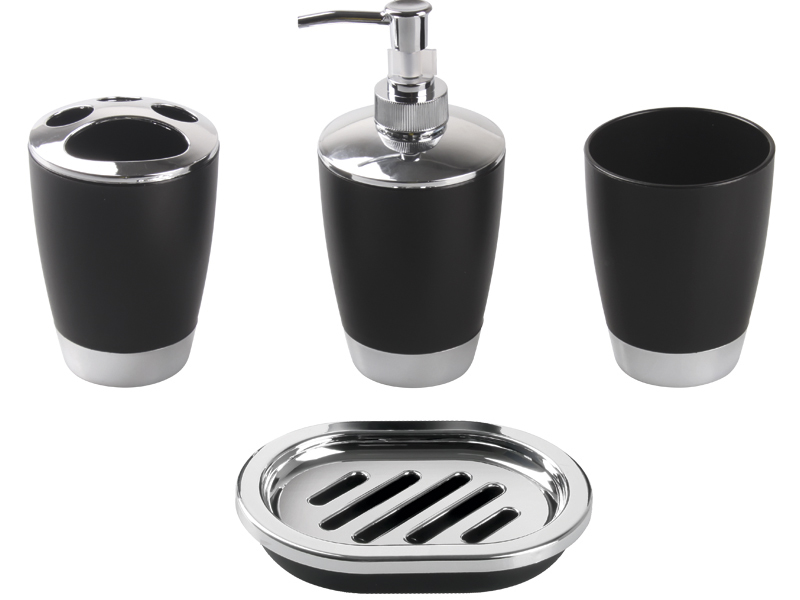 SET 4 PIEZAS ABS NEGRO/CROMO