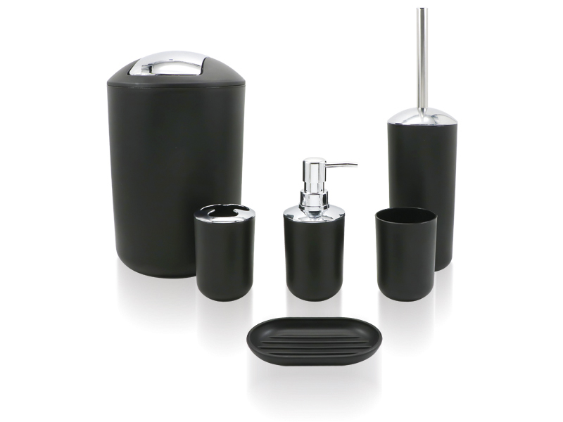SET 6 PIEZAS ABS NEGRO/CROMO