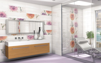 Ambiente Blancos con azulejo Decorado Flores