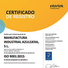 Certificado de registro QMS de Mainzu 