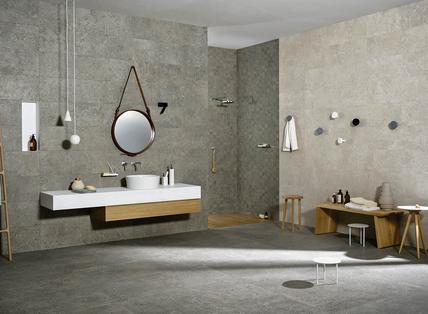 Mystone Gris Fleury: Azulejos para el cuarto de baño: cerámica y porcelánico - Marazzi