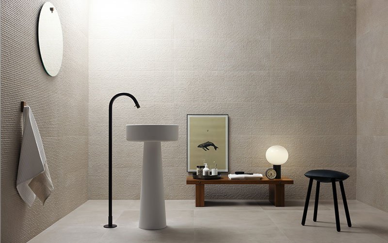 Stone_art. Limestone provides the inspiration for a new wall covering in size 40x120.