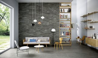 Mesh-mounted mosaic for wall covering.