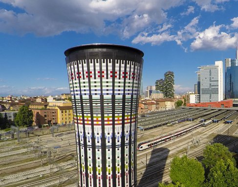 azulejos de Marazzi para la Torre Arcobaleno de Milán