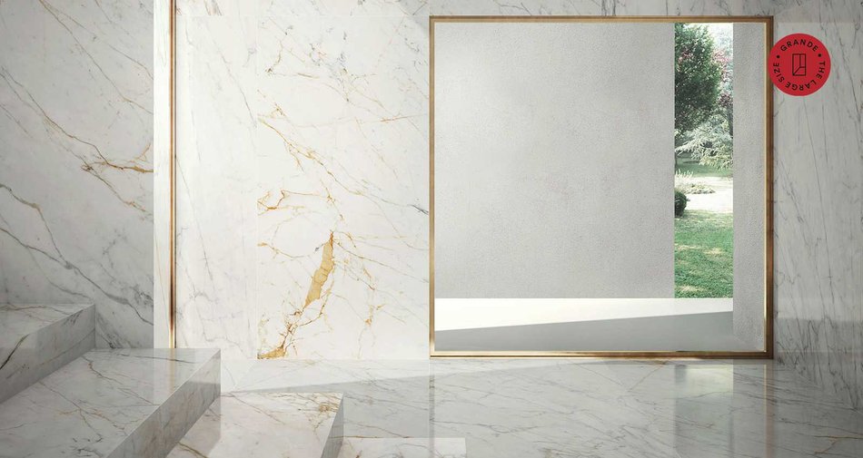 Grande Marble Look, el encanto del mármol y la ligereza de las losas grandes en 6 mm de grosor