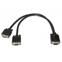 Cable bifurcador SVGA, HDB15/M-2xHDB15/H, negro, 45 cm