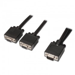 Cable bifurcador SVGA, HDB15/M-2xHDB15/H, negro, 45 cm
