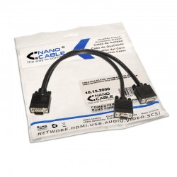 Cable bifurcador SVGA, HDB15/M-2xHDB15/H, negro, 45 cm
