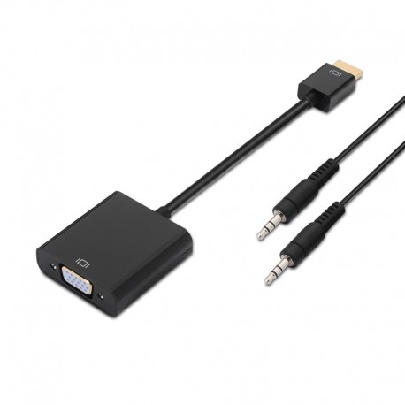 Comprar Conversor HDMI a SVGA+audio, HDMI A/M-SVGA/H+Jack 3.5/H, negro, 10cm+1.0m