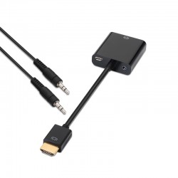 Conversor HDMI a SVGA+audio, HDMI A/M-SVGA/H+Jack 3.5/H, negro, 10cm+1.0m