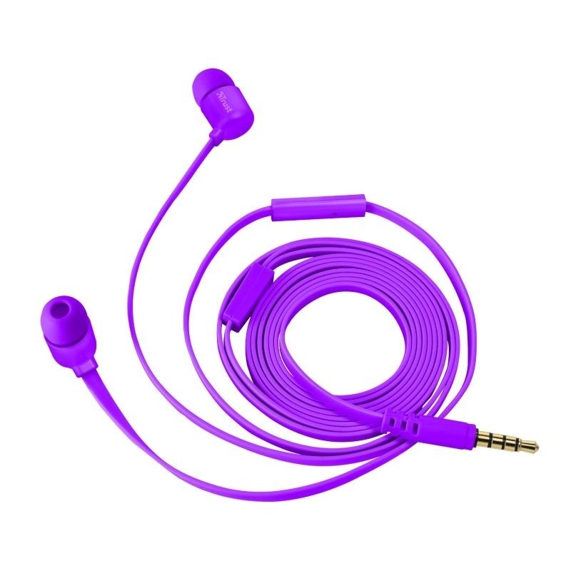 Comprar AURICULARES INTRAUDITIVOS TRUST DUGA PURPURA NEÓN   MICRÓFONO INTEGRADO  CABLE PLANO ANTI ENREDOS