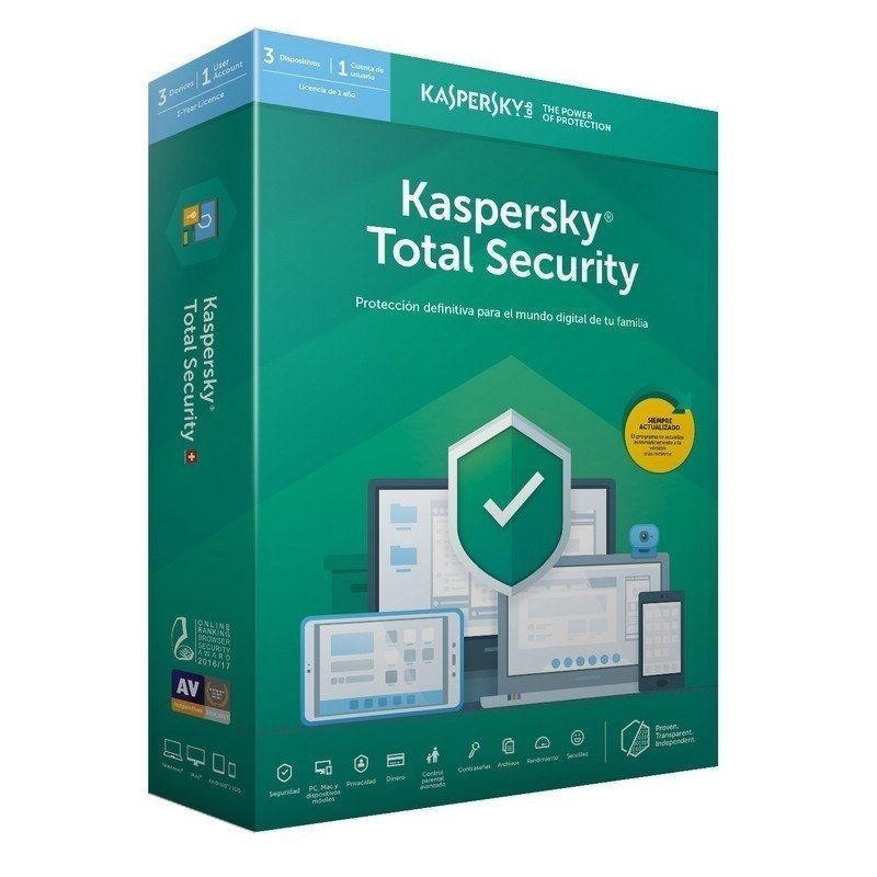 Comprar ANTIVIRUS KASPERSKY TOTAL SECURITY 2020  3 DISPOSITIVOS  1 AÑO  NO CD