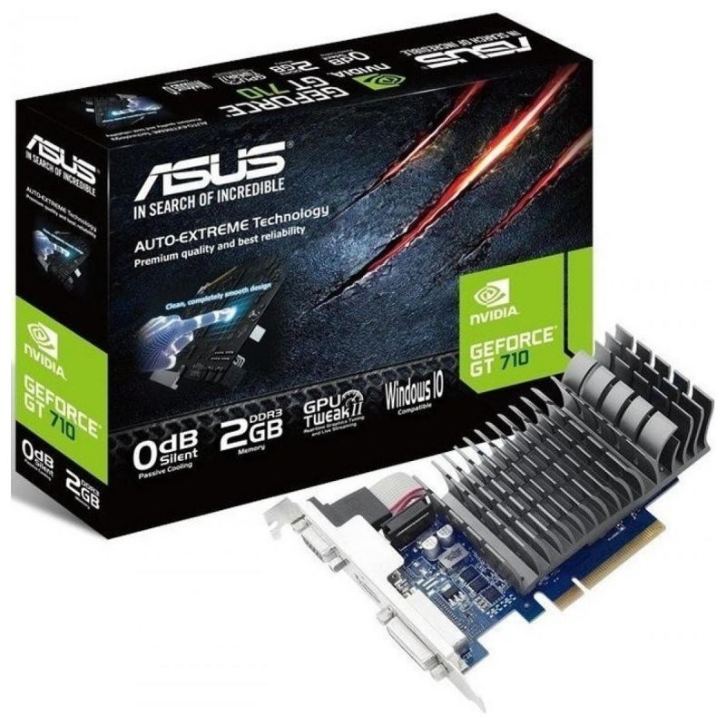 Comprar TARJETA GRÁFICA ASUS GEFORCE GT710 SILENT  GPU 954MHZ  2GB DDR5  PCI EXPRESS 2.0  DVI  HDMI  VGA  COMPATIBLE PERFIL BAJO