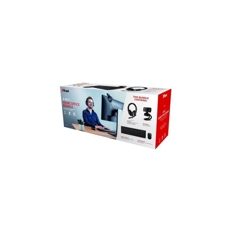Comprar Pack 4 en 1 Trust Qoby  Webcam + Teclado + Ratón Inalambrico + Auriculares con Microfono