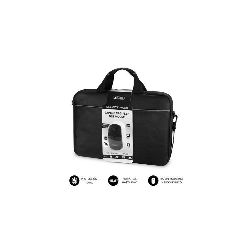 Comprar Maletin + raton subblim select pack para portatiles hasta 15.6' cinta para trolley negro