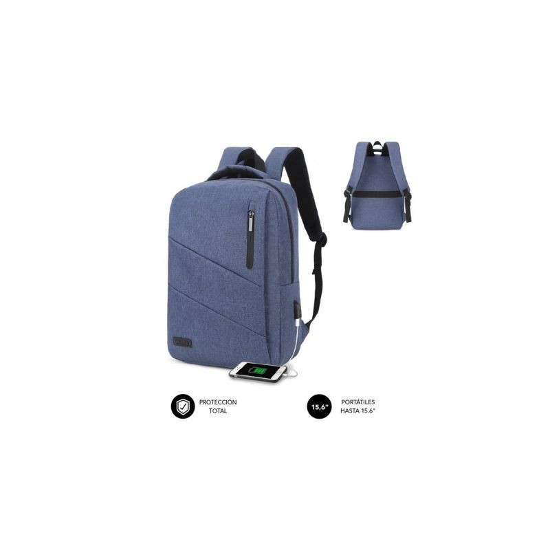 Comprar Mochila subblim city backpack para portatiles hasta 15.6' puerto usb azul