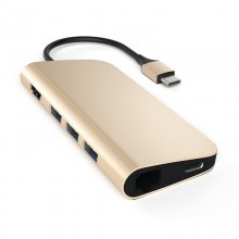 Satechi Hub USB 3.0 Tipo C a USB 3.0/HDMI 4K/Ethernet/SD/MicroSD Dorado en PcComponentes