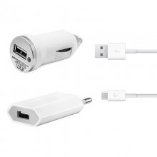 Kit 3 en 1 Cargador Red y Coche Blanco Micro USB en PcComponentes