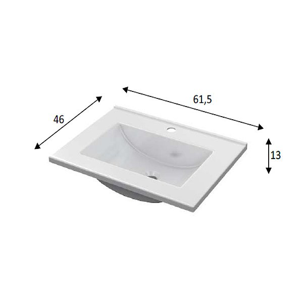 Medidas del lavabo conjunto LCD-60 Mueble blanco brillo + Lavabo + Espejo EN KIT