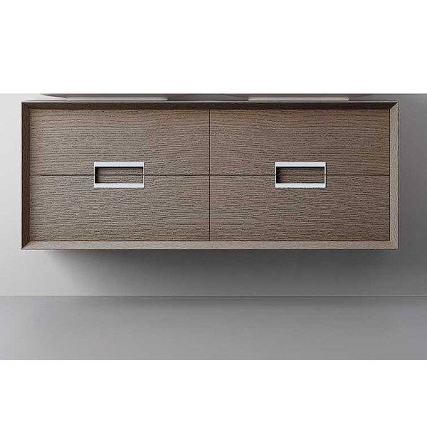 Mueble de baño Novus Color marrón grisaceo con patas Kora 4 cajones, lavabo encastrado doble seno de Avila Dos
