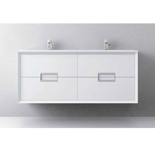 Mueble de baño Novus Color blanco mate suspendido 4 cajones, lavabo encastrado doble seno de Avila Dos