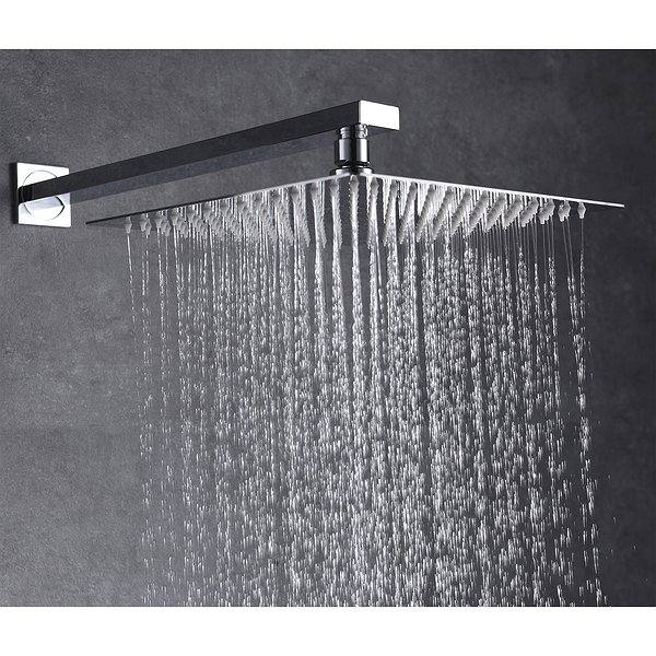 Rociador de acero inox. Cuadrado 25x25 cm, extraplano, cromado y antical