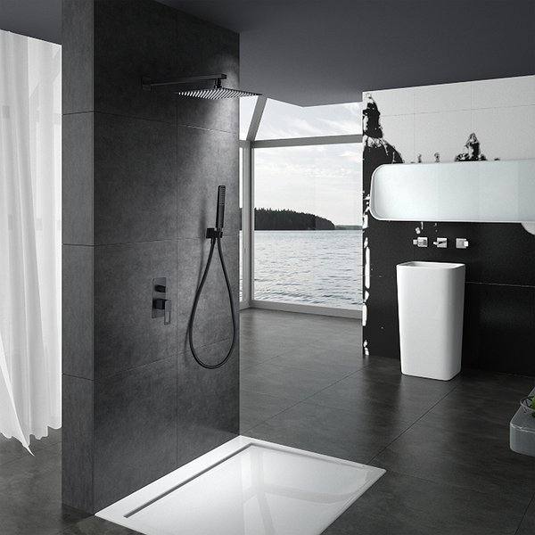 Conjunto de ducha monomando empotrado negro Suecia de Imex