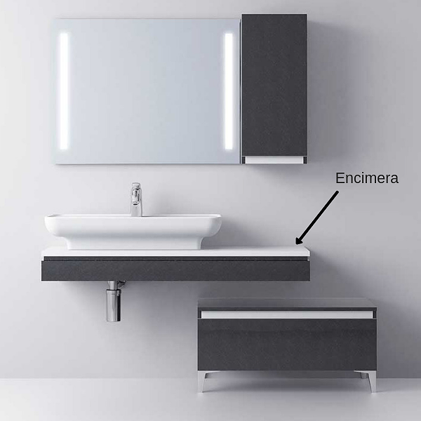 Tapa encimera para lavabo sobre encimera de mineralmarmo Avila Dos