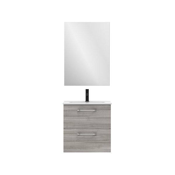 Conjunto mueble de baño fondo reducido 35 cm Hone suspendido 2 cajones 50 cm gris arenado de Amizuva