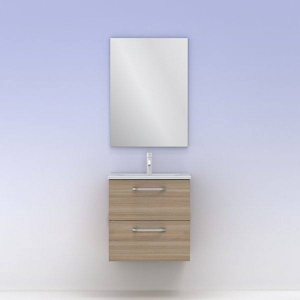 Conjunto mueble de baño fondo reducido 35 cm Hone suspendido 2 cajones 50 cm nogal arenado de Amizuva