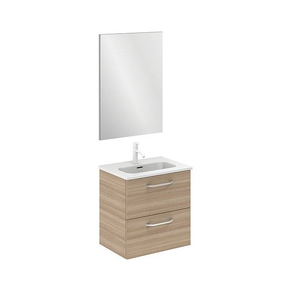 Conjunto mueble de baño fondo reducido 35 cm Hone suspendido 2 cajones 50 cm nogal arenado de Amizuva