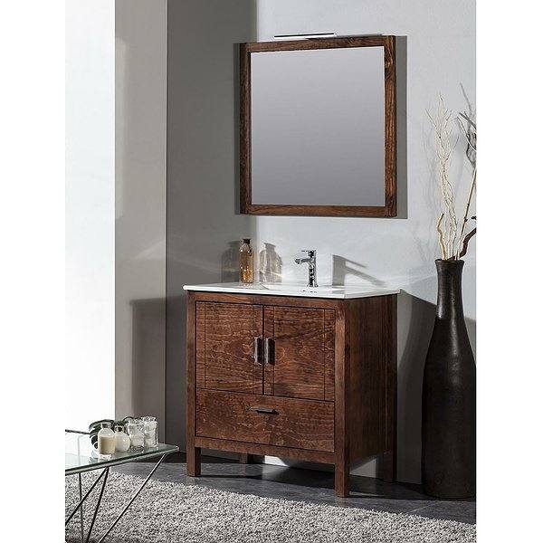 Conjunto mueble de baño + lavabo + espejo Ruth 80 cm