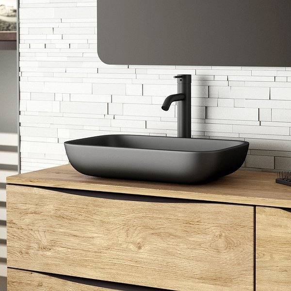Lavabo Masai 51x33x11 cm sobre encimera de resina Coycama Negro azabache