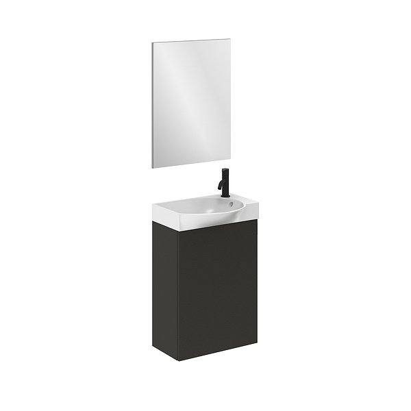 Conjunto mueble de baño fondo reducido 34 cm Mika suspendido 1 puerta 45x34x60 antracita brillo de Amizuva