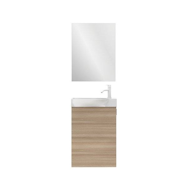 Conjunto mueble de baño fondo reducido 34 cm Mika suspendido 1 puerta 45x34x60 nogal arenado de Amizuva