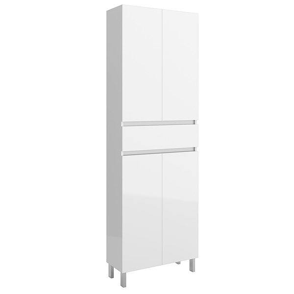 Columna de baño Infinity a suelo con patas 4 puertas y 1 cajón 182 x 60 x 24 cm Salgar blanco brillo
